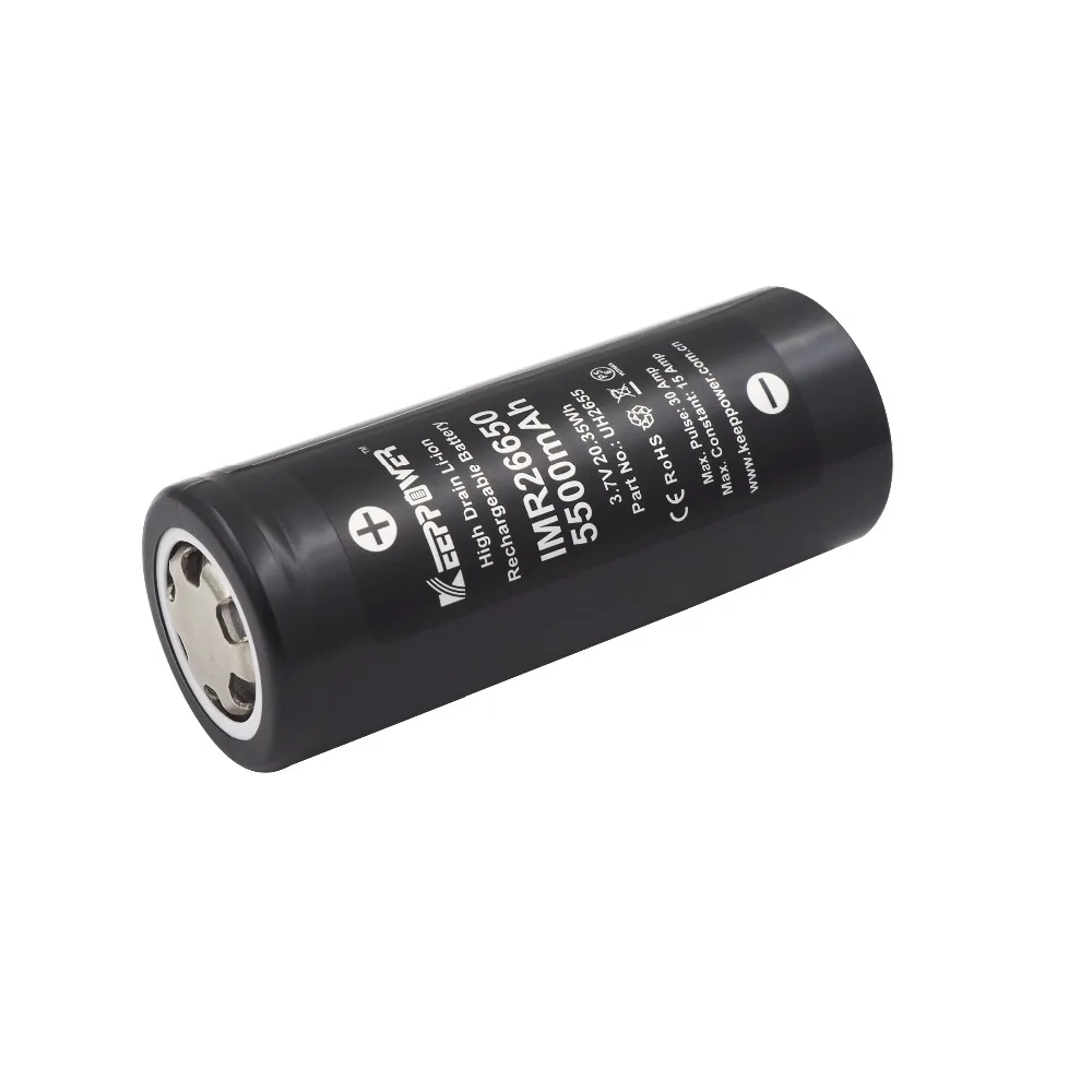 2 шт Keeppower 26650 Максимальная 30A разрядка 3,7 V 5200 mAh/5500 mah 19.24Wh IMR перезаряжаемая литиевая батарея