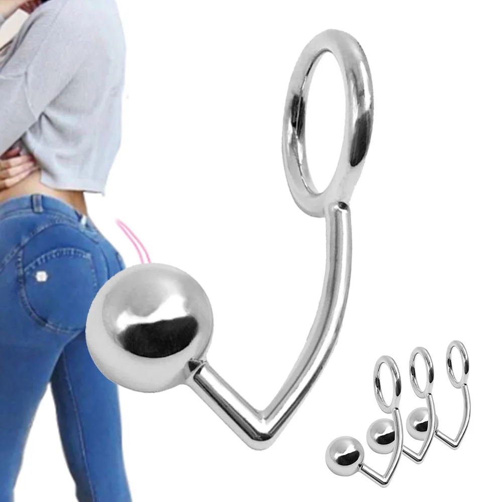 Anal Hook Stainless Steel Butt Plug Ball Hole 40mm/45mm/50mm Penis Cock Ring Metal Chastity Device Couple Sex Toys For Women Men | Красота и