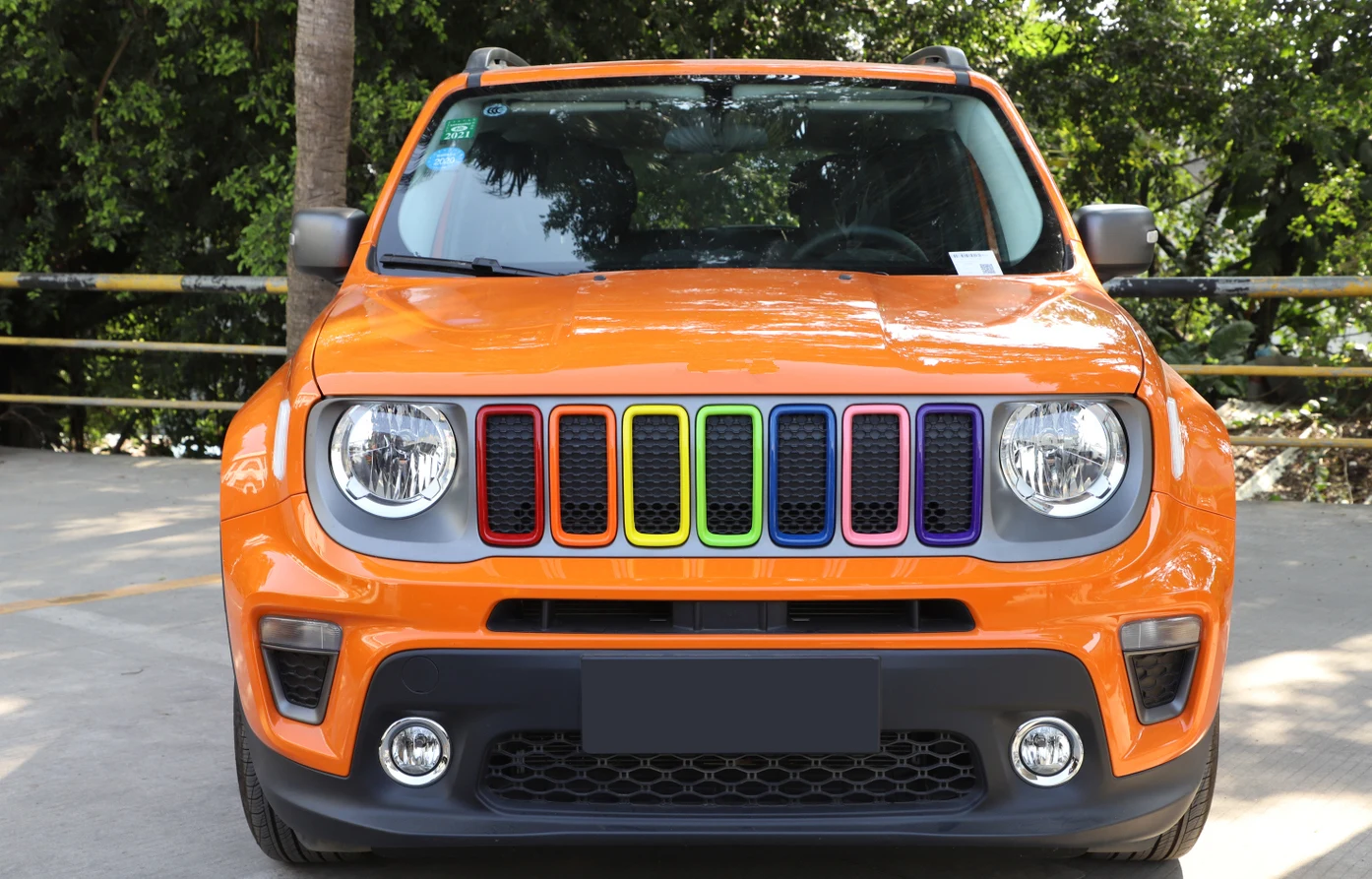 for Jeep Renegade 2019 2020 2021 Front Grille Insert Decoration Cover Grill Trim Sticker Decal ABS Car Exterior Accessories | Автомобили и