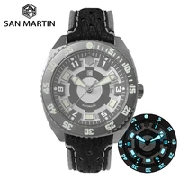 san martin mens titanium grade 5 diver watch sapphire glass eta 2836 automatic movement shark leather luminous limited edition