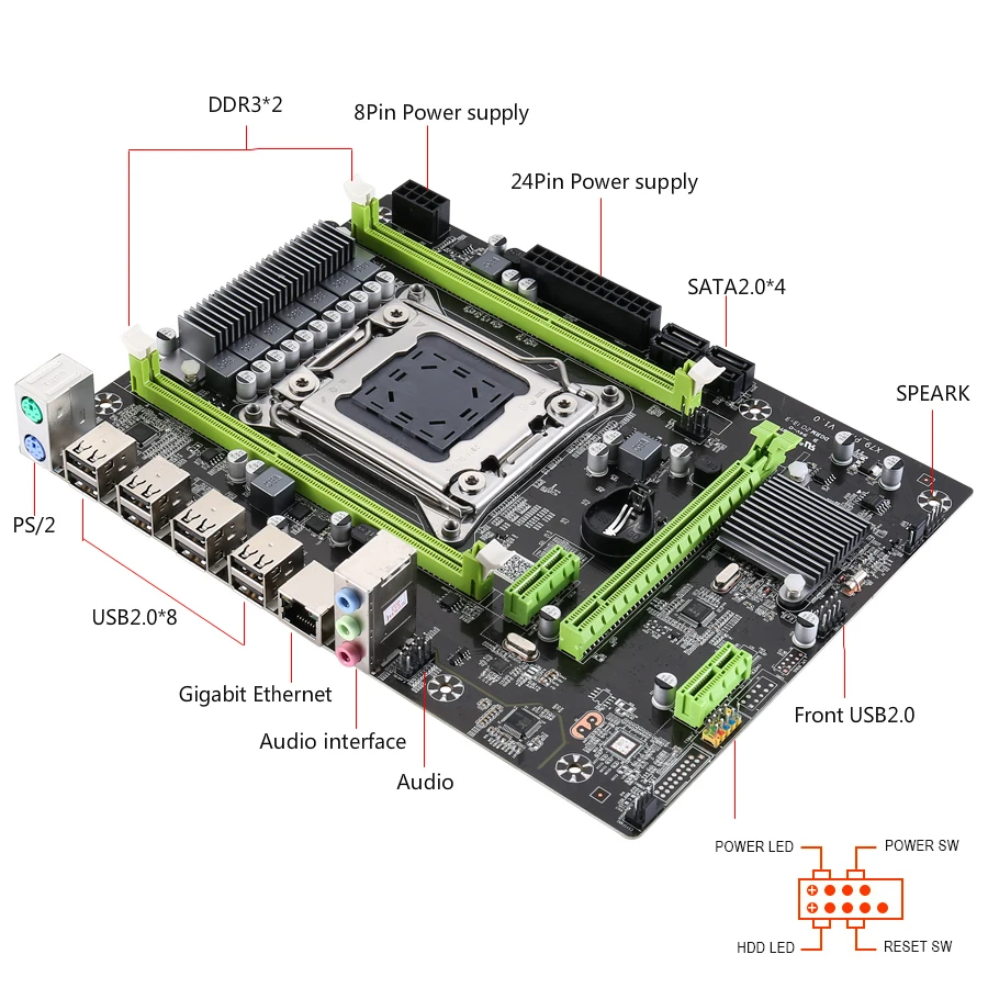 Kllisre X79 MS2.0 материнская плата LGA2011 комбо E5 2620 V2 2 × 4 ГБ = 8 Гб 1333 МГц DDR3 память ECC