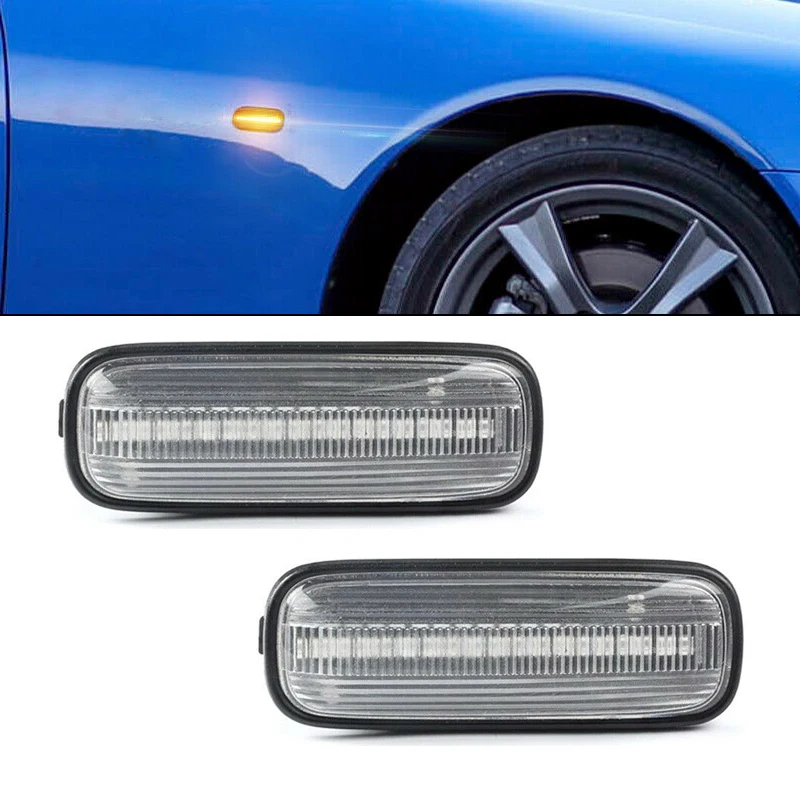 

CITALL 2Pcs Static Clear Front LED Side Marker Turn Signal Light Fit for Honda Civic Hatchback Sedan Ballade 1996-1999
