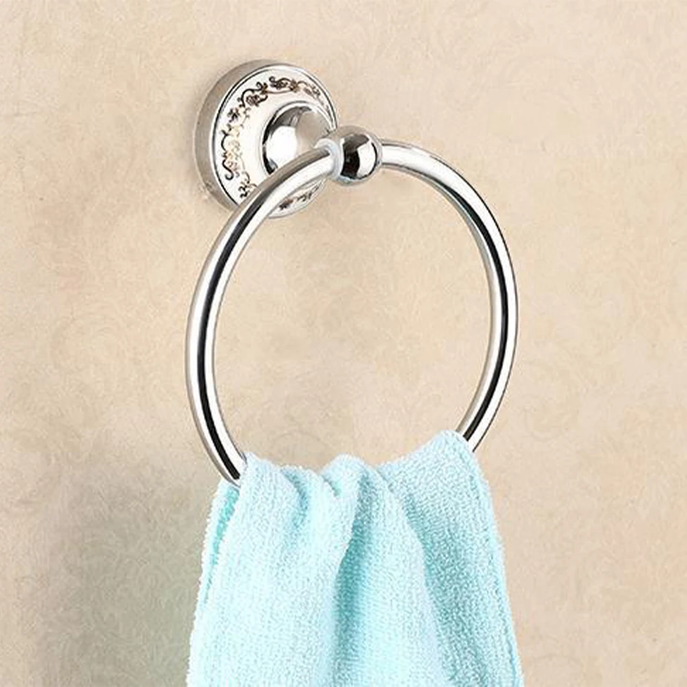 

Home Space Saving For Bathroom Wall Mounted Easy Install Hotel Hardware Smooth Surface Kitchen Round Towel Ring Stainless Steel