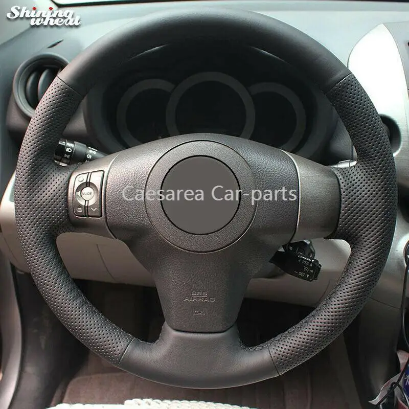 

Black Genuine Leather Steering Wheel Cover for Toyota Yaris Vios RAV4 2006-2009