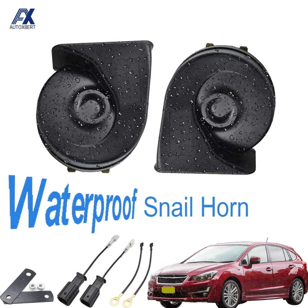 1 Pair 12V 410/510Hz High Low Pitch Snail Horn 1110-125db Loud Loud Waterproof Auto Horns For Subaru Impreza GJ/GP/VA 2011-2016