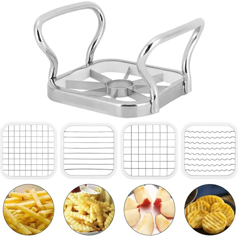 

Multifunctionele 5 In 1 Fruit Groente Slicer Rvs Potato Apple Cutter Frietjes Maken Tool Keuken Gereedschap Accessoires