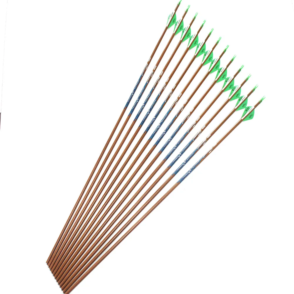 Стрелы из углеродного волокна для лука 12 шт. стрелы spine400 500 600 деревянной кожи валы