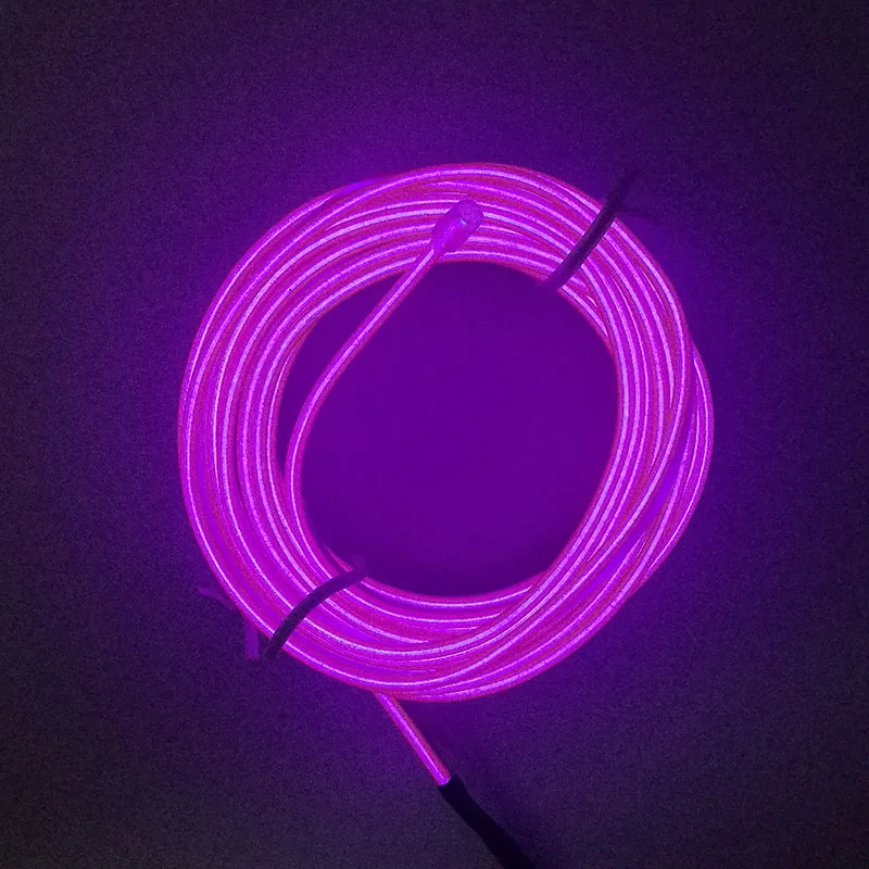 purple 5M 5 м подсветка для салона автомобиля Авто Светодиодная лента украшение гирлянда провод веревка трубопровод гибкий неоновый свет с 12 В USB Сигарета привод - Испускаемый цвет: purple 5M