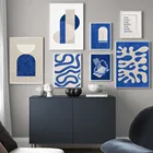 Настенная картина с голубыми абстрактными линиями Matisse в минималистическом стиле, постеры и принты на холсте в скандинавском стиле, настенные картины для декора гостиной