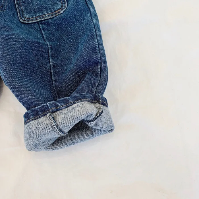 

WLG boys girls spring jeans kids denim blue fashion pockets jean baby all match trousers for children 1-6 years