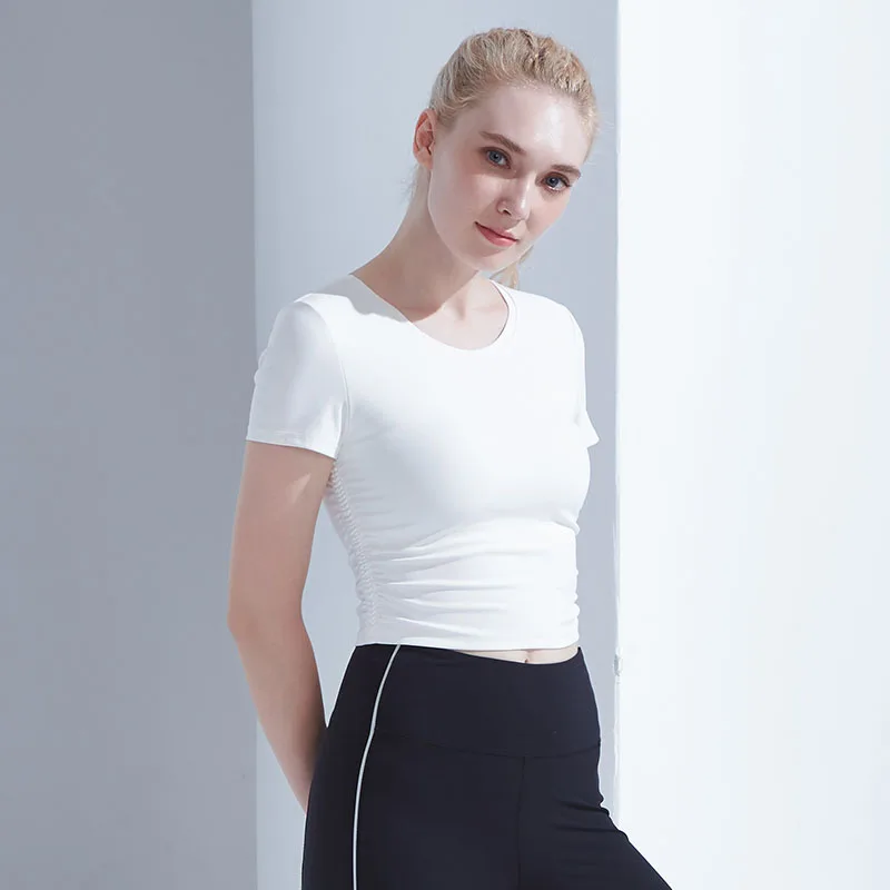 Женская модель женский короткий топ с коротким рукавом для девушек спортивные