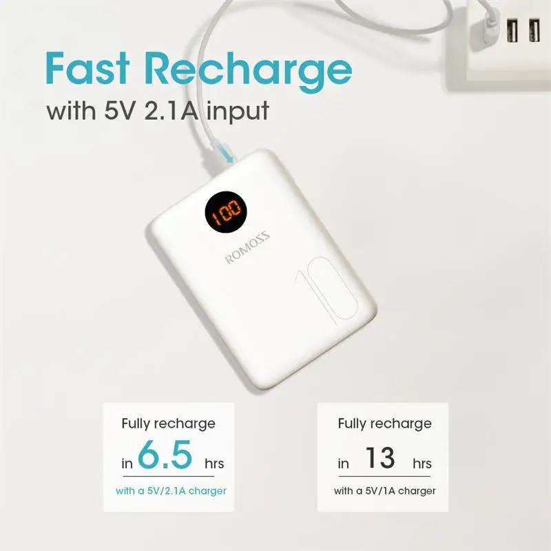 ROMOSS OM10 10000 мАч powerbank с двойным usb портом портативное зарядное устройство для [