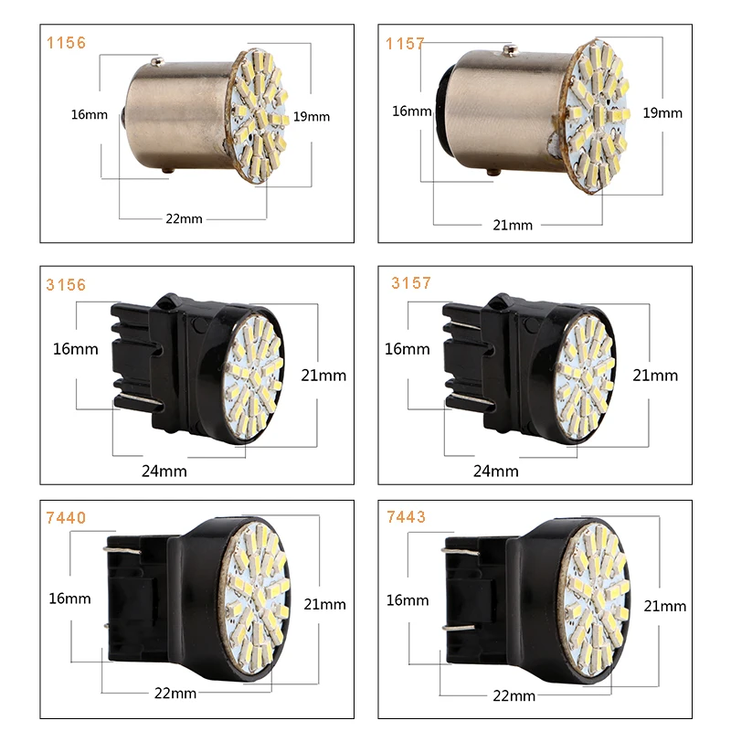 300 шт. 1156 BA15S p21w BAU15S py21w 1157 p21/5w BAY15D BA15D 3020 22 SMD автомобильный сигнал поворота T25 P27W 3156