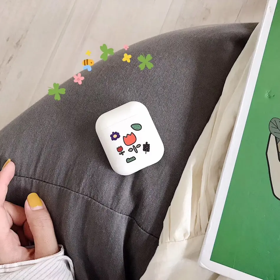 Leaf Flower Для AirPods случае 3D мультяшный наушник чехол для Apple Airpods 2 забавные интимные аксессуары защитную крышку с палец кольцо ремень - Цвет: Leaf Flower