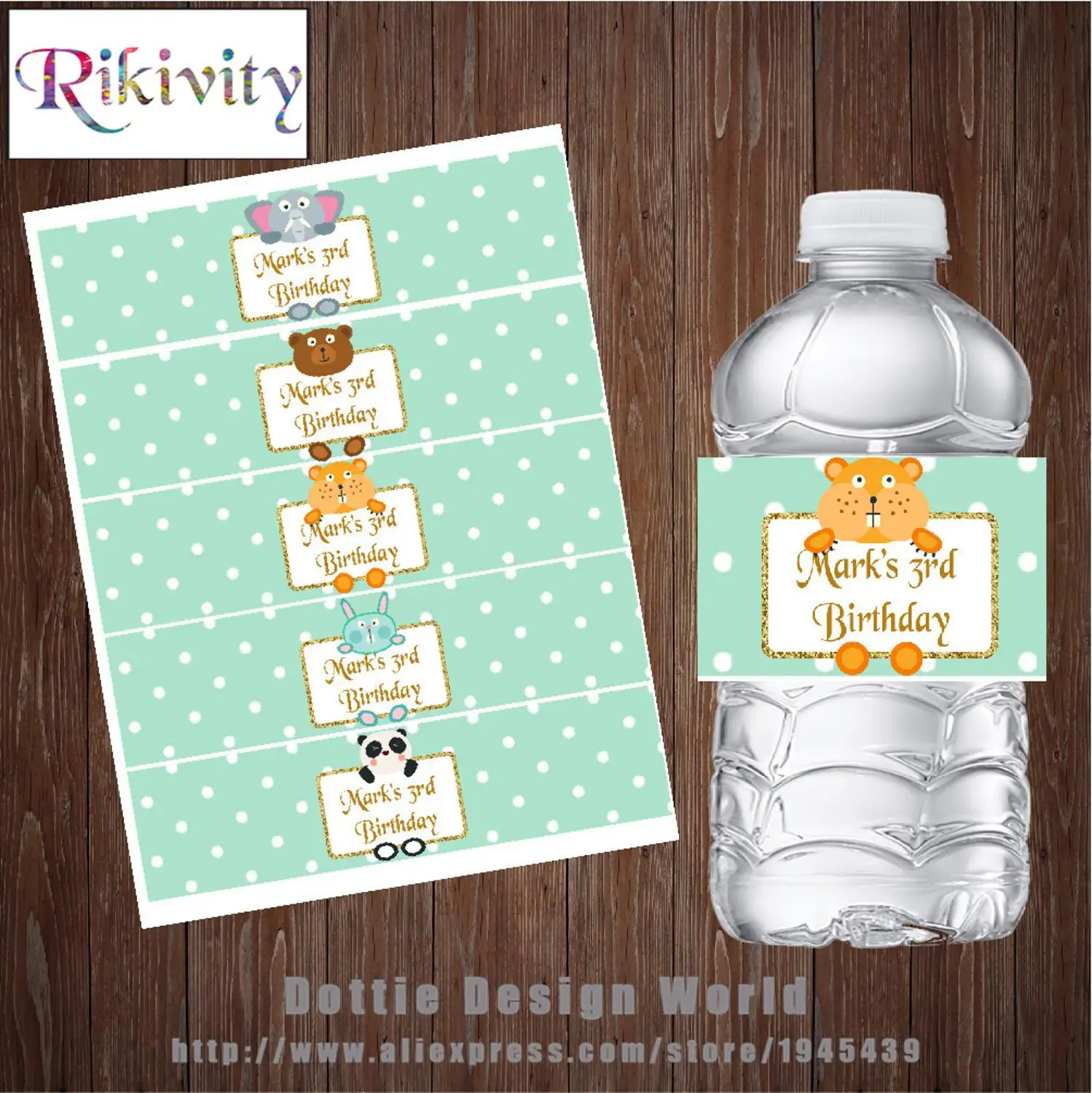 Rikivity 20 шт Мята точка джунгли сафари бутылка для воды Вино Шампанское этикетка Конфета бар обертка детский душ День рождения украшения