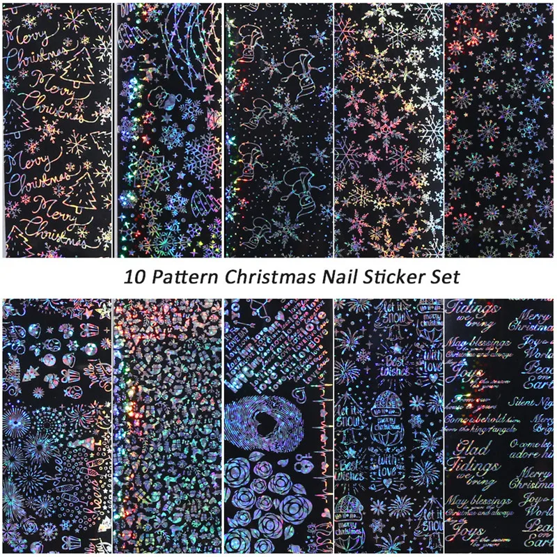 BearPaw 10 шт наклейки для ногтей переводная картинка зимние передачи пленки с