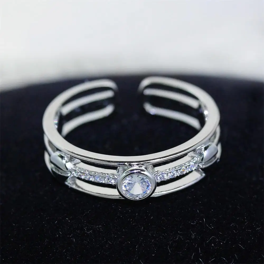 

Women Ring Fashion Simplicity Glamour Wedding Ring Designed For Women Irregular Hollow Open Cubic Zirconia Ring Gift For Girl