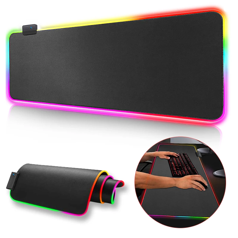 Большой коврик для мыши RGB коврик для мыши Коврик для мыши RGB Настольный коврик для игровой мыши коврик для геймера XXL коврик для мыши светодиодный Коврик Для Мыши для ПК мыши клавиатуры - изображение