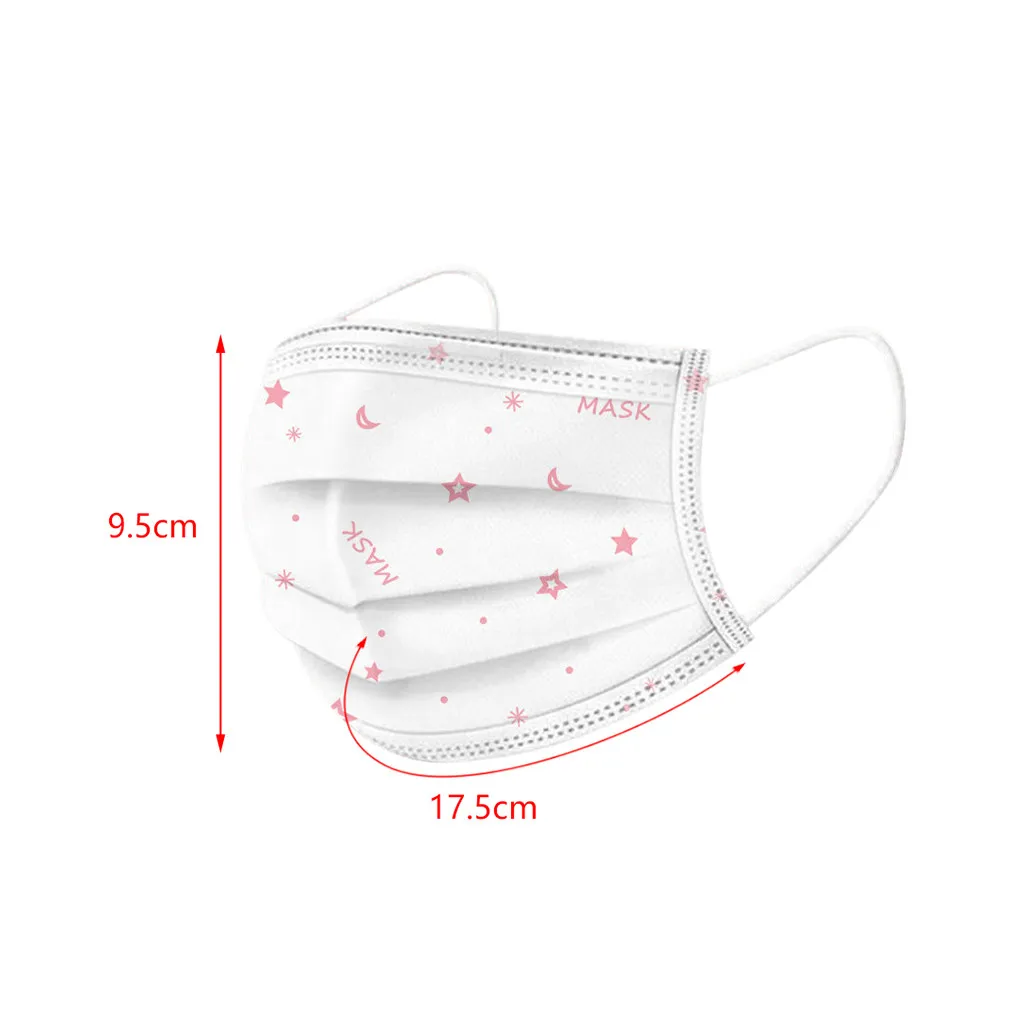 

50PCS Disposable Print Face Mask Dustproof And Breathable Industrial 3Ply Ear Loop Or Outdoor Sports Use For Children