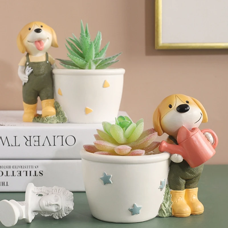 Цветочный горшок с мультипликационным щенком суккулентами ваза для собак