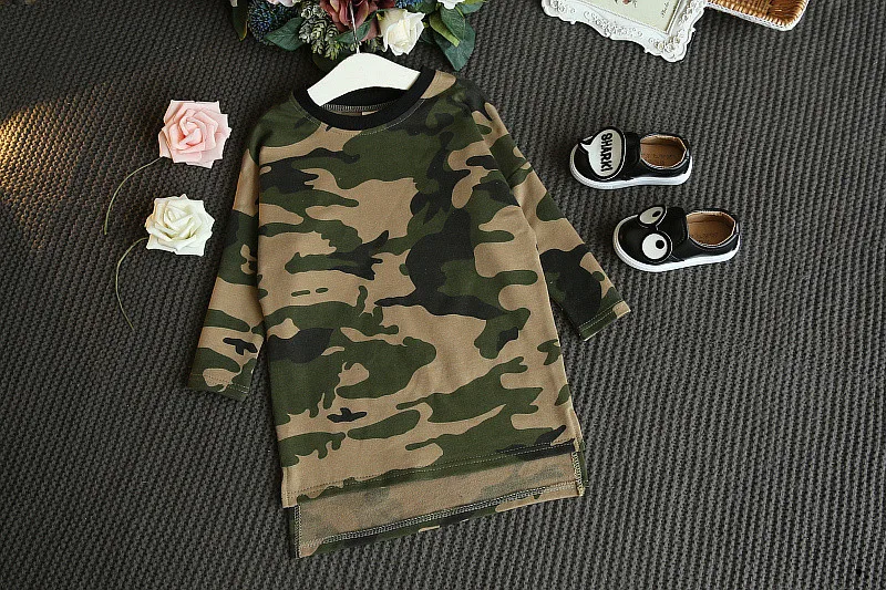 Новинка 2018 камуфляжное платье для девочек детское свободное прямое детская