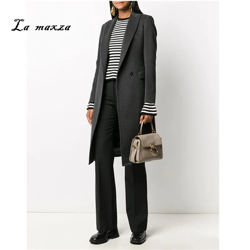 

Женское шерстяное пальто, серое винтажное элегантное пальто, 2020, для зимы, размера плюс