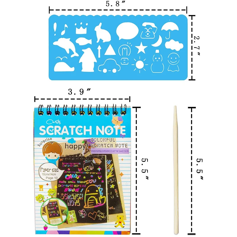 Дети DIY живопись техникой соскабливания Примечание 10 листов Magic Цвет Радуга