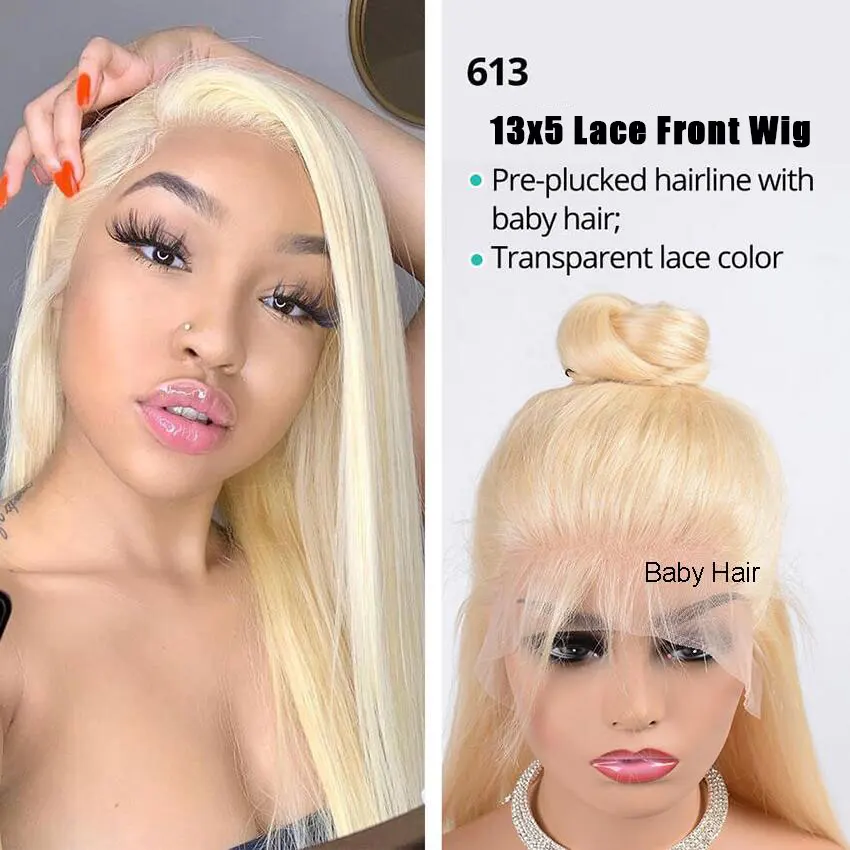 

613 Straight HD Lace Front Wig 13x4 13×5 Transparent Lace Wigs Blonde Straight Lace Frontal Wigs For Women Human Hair