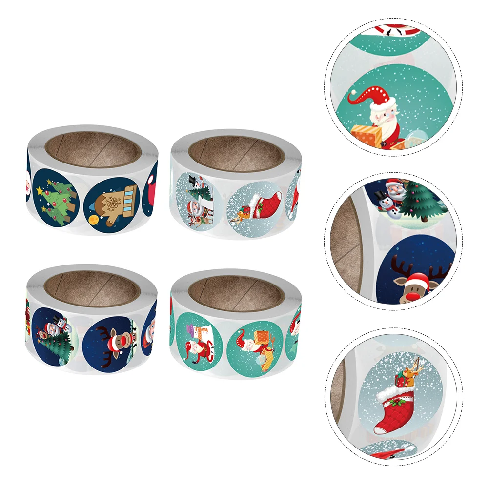 

4 рулона наклеек для скрапбукинга круглые этикетки рождественские подарки Декор