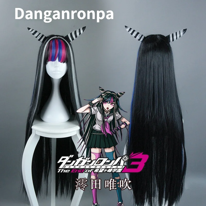 High Quality New Danganronpa Ibuki Mioda Cosplay Wigs 100cm Long Heat Resistant Synthetic Hair Perucas Wig + Cap | Тематическая