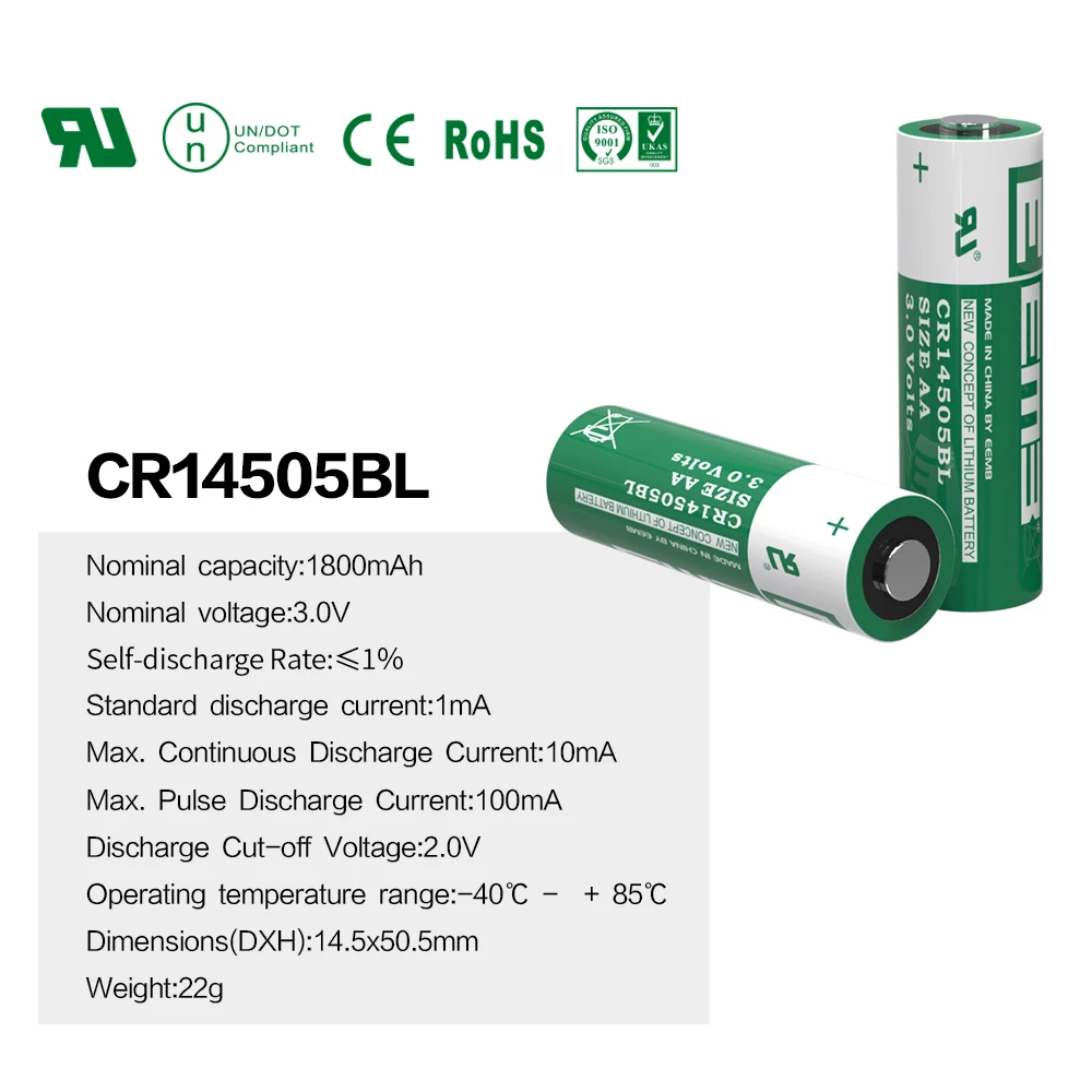 EEMB CR14505BL 3 0 V AA Размеры Батарея 1800 мА/ч литий для Камера игрушка фонарик часы Wi Fi