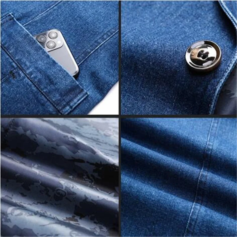 Blue Casual Washed Denim Blazer 2021 Spring Men Slim Fit Soft Mens Brazer Black Suit Jacket Classic Notched Clothing | Мужская одежда