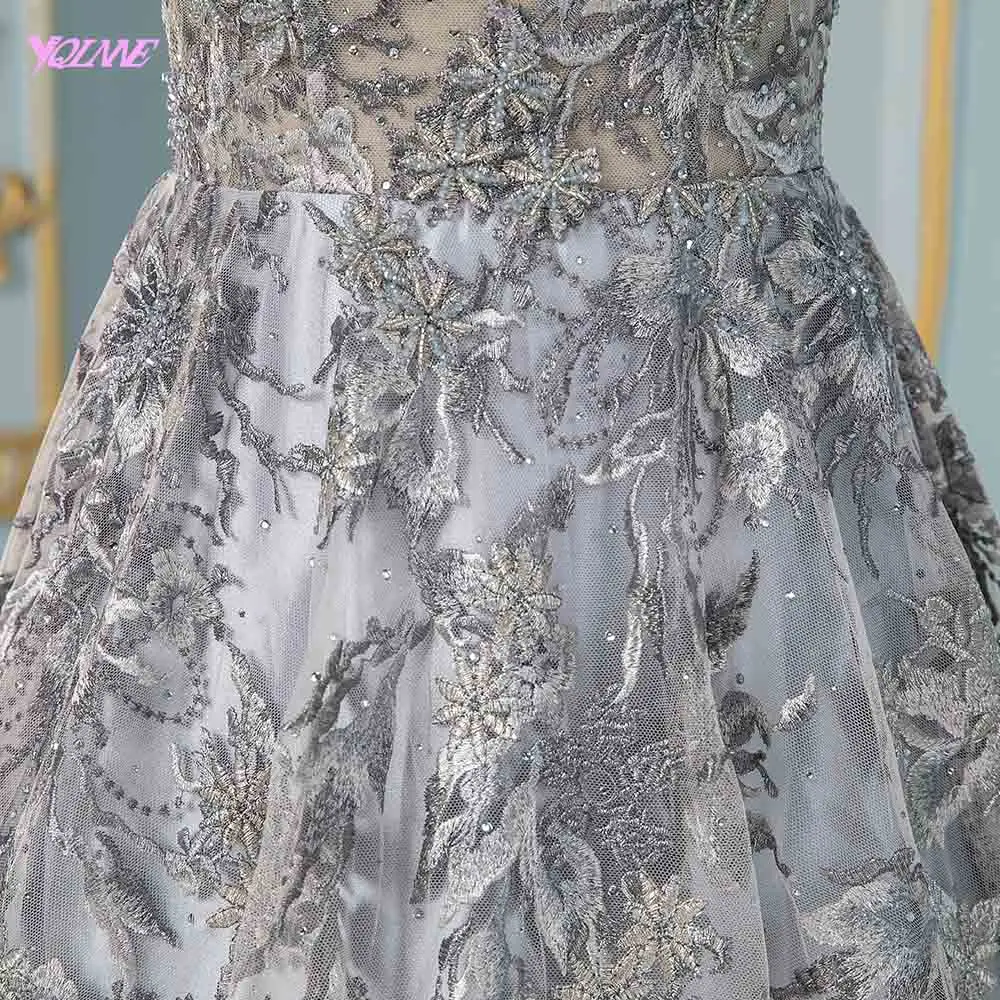 Elegant Gray Full Sleeve Embroidery Evening Dress Long Beaded Formal Gown Aline Dresses | Свадьбы и торжества