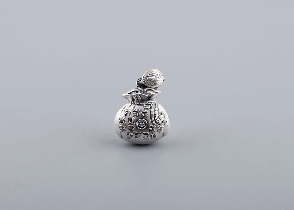 3D 999 Серебряная Тыква подвеска из чистого серебра, подвеска на удачу, подвеска на удачу