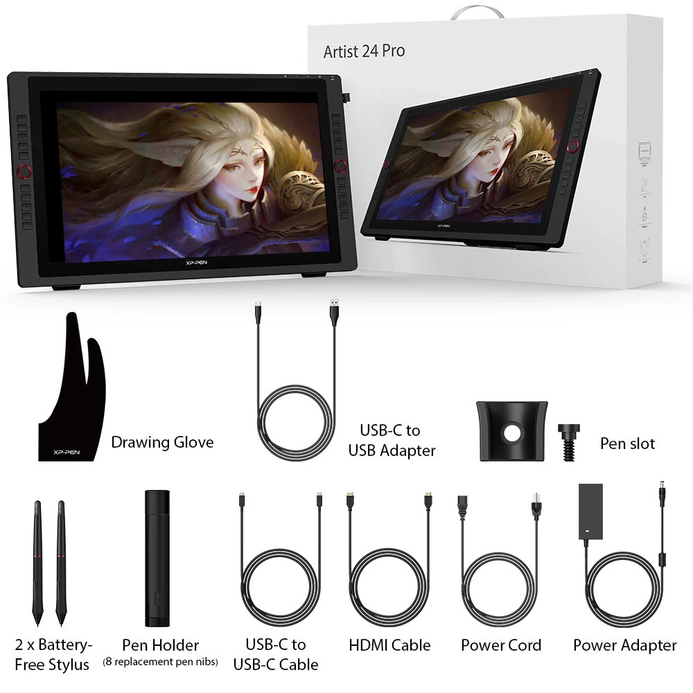 xp pen artist 24 pro 23 8 inch 2k qhd drawing graphics tablet pen display monitor 8192 pen pressure tilt support 90 adobe rgb free global shipping