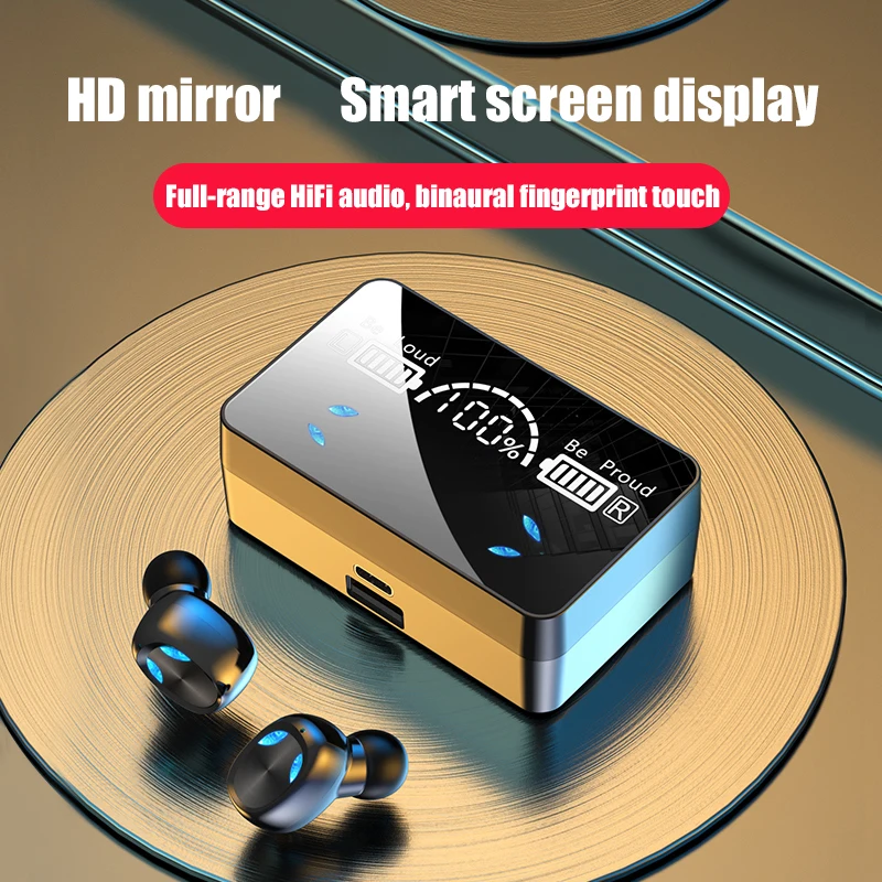 

wireless bluetooth 5.1 headset for iso android new tws sports headset hd led power display headphones with microphone powerbank