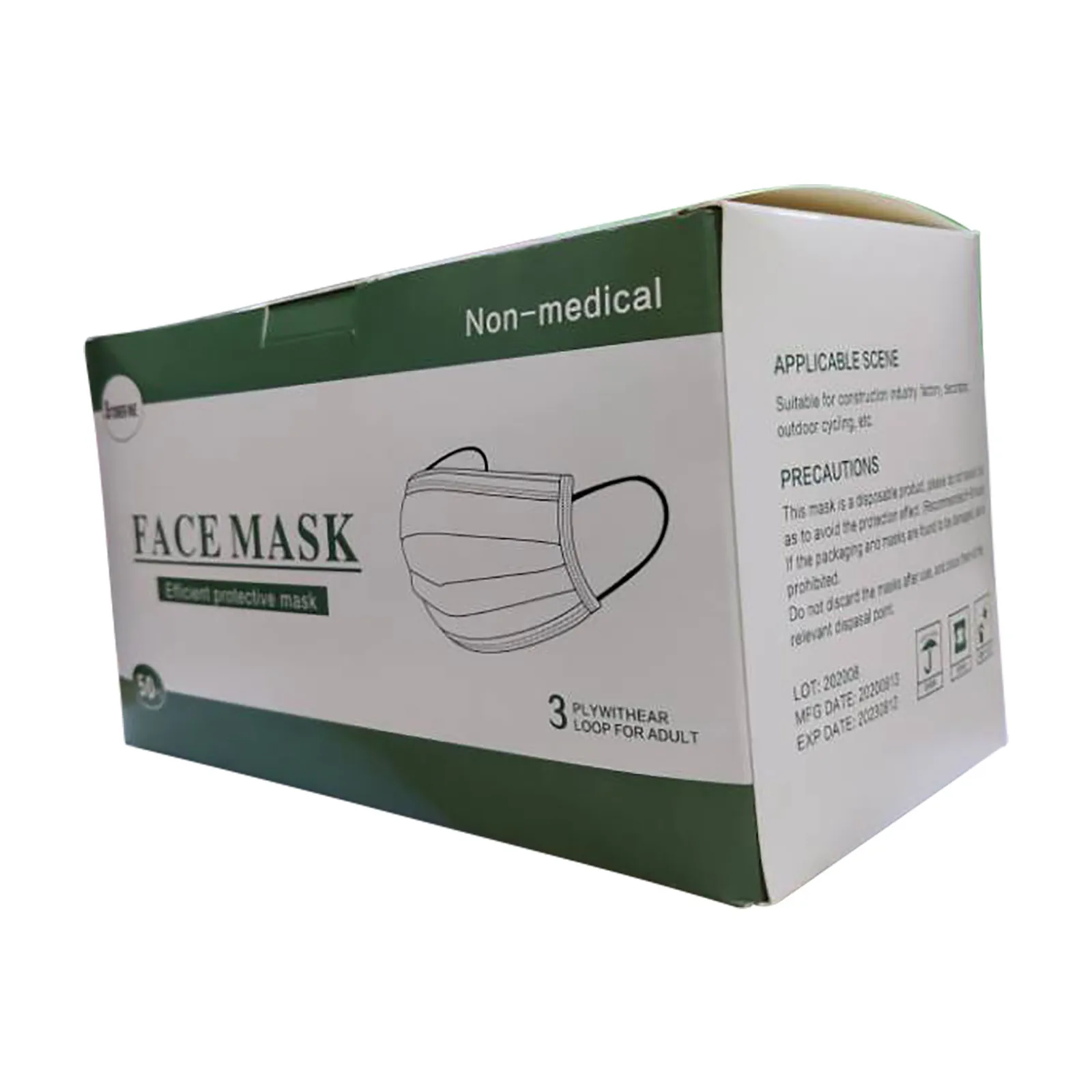 

Disposable Face Mask Box Square Paper Box Disposable Mask Packaging Box English white card carto Box Mask for customizing