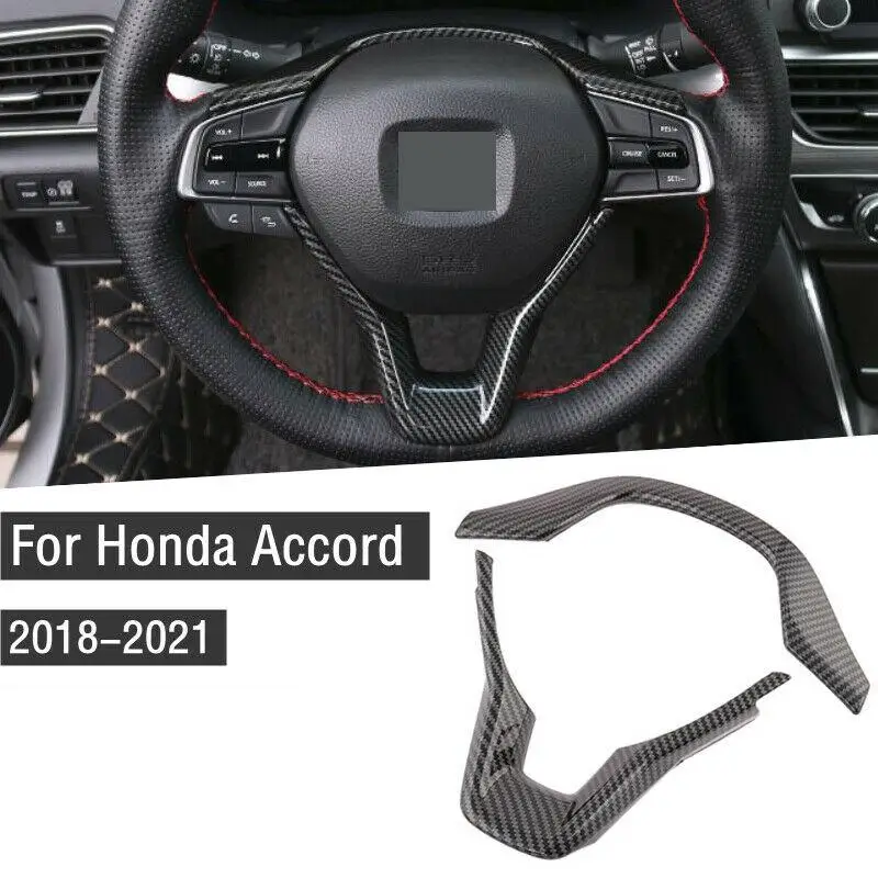 

For Honda Accord 2018-2020 Carbon Fiber Car Styling Steering Wheel Decoration Strip Frame Cover Trim Sticker 2pcs Bright Stripe