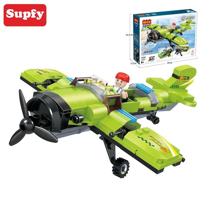 

SUPFY 178pcs Propeller Plane Model Building Blocks Assembled DIY Kit Creative Player Toys for Children Gift