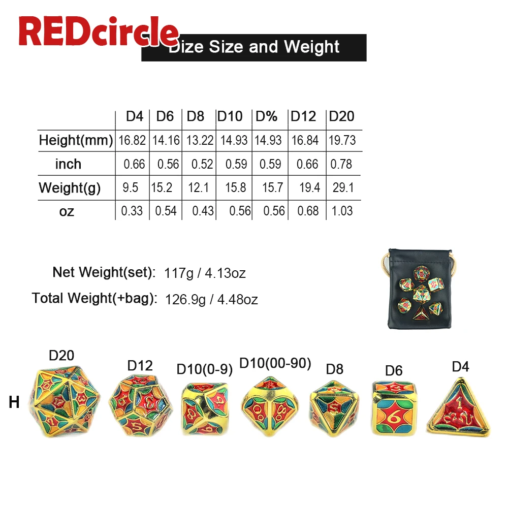 Набор металлических игральных костей с блестящими и гладкими поверхностями 15