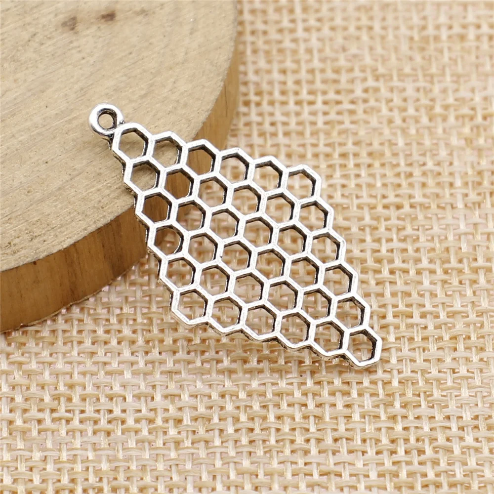 

5Pcs 21x37mm Antique Silver Color Honeycomb Charms Antique Jewelry Making DIY Handmade Craft