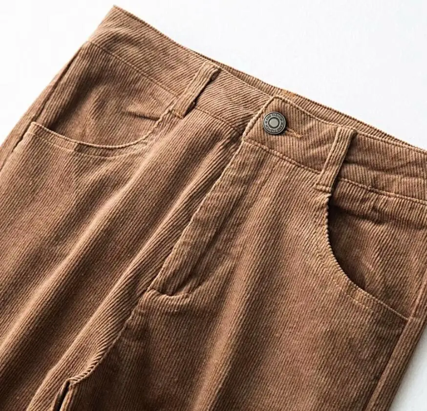 

2021 Spring Vintage Corduroy Pants Autumn Woman Mid Waist Ankle Length Loose Harem Pants Trousers Femme Casual Long Pants