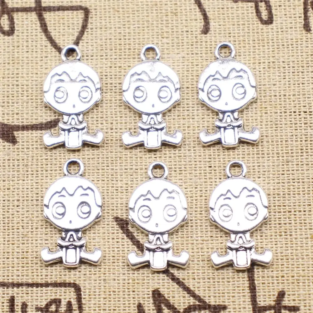 

Pendants Jewelry Making 5pcs 24x13mm Antique Silver Color Double-sided Boy Charms