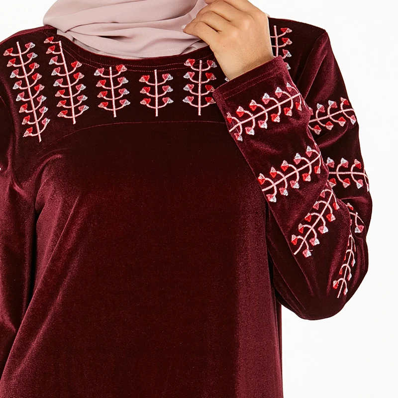 Бархатное платье с цветочной вышивкой кафтан марокканский турецкий