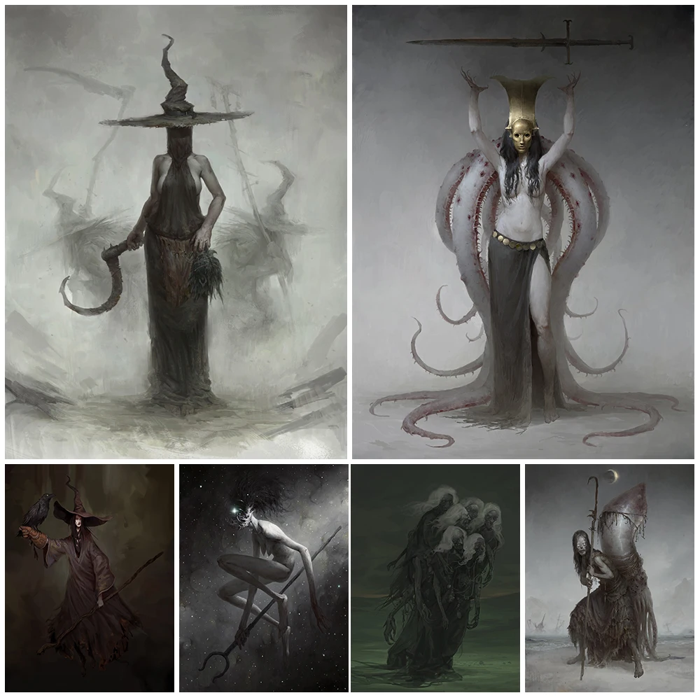 Настенная Картина на холсте с изображением темной ведьмы которая приносит страх