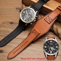 genuine leather bracelet mans high grade watchband 22mm 24mm for fossil watch band with mat handmade leather watch strap