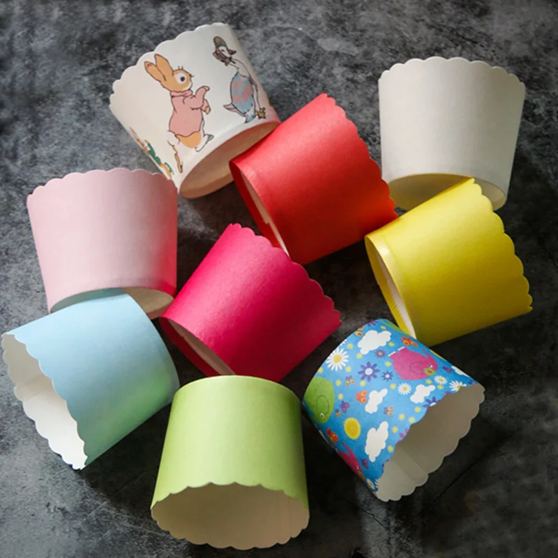 50 шт./пакет высококачественные кухонные чашки для выпечки однотонные высокое