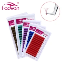 fadvan color lashes easy fan redgreenbluegreenbrown auto blooming makeup false eyelash extensions 15 20mm