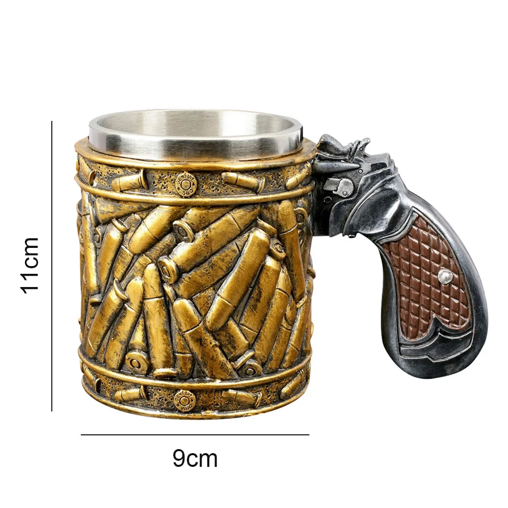 

Creative Mugs Revolver Tankard Mug With Round Shells Mugs Retro Beer Cup Birthday Christmas Halloween Gift 450ml