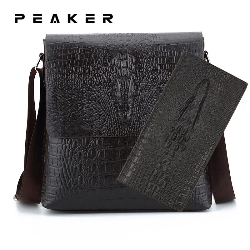 

Peaker Alligator Pattern Men's Shoulder Bag With Wallet Men's Bag For Phone Men Husband Handbag Leather Waterproof Messenger Bag